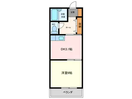 エスペランサII(1DK/2階)の間取り写真