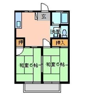 ソーブルA棟(2DK/2階)の間取り写真