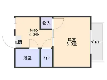 エトワール黒岩(1K/2階)の間取り写真