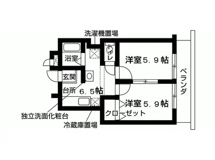 VIPちくさ(2DK/1階)の間取り写真