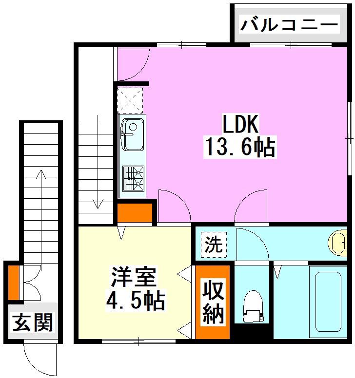 MIKI HOUSEIII B棟(1LDK/2階)の間取り写真