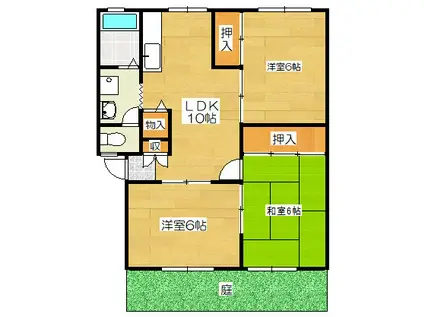 サンビレッジ二日市D(3LDK/1階)の間取り写真