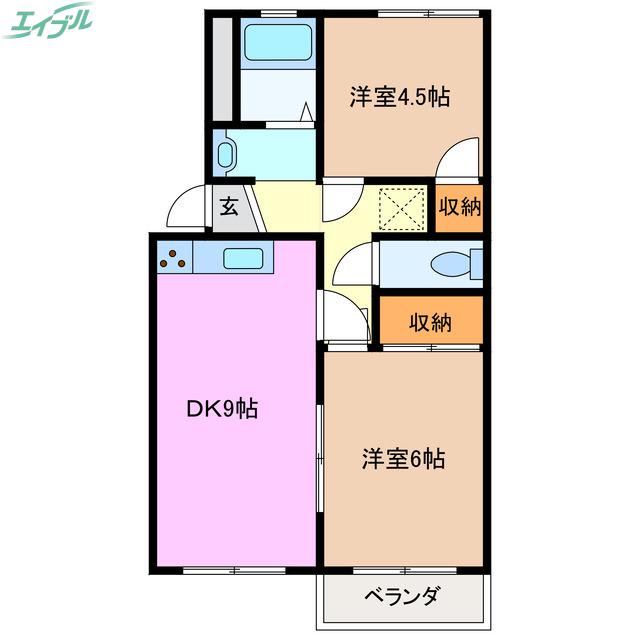 アーバンハイツ(2LDK/2階)の間取り写真