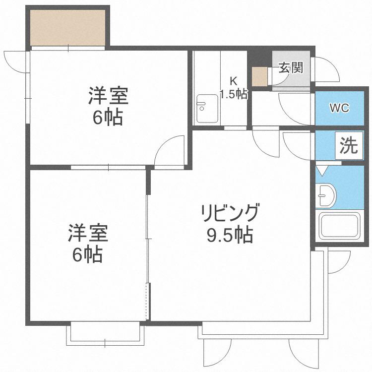フォーサイト平和通(2LDK/3階)の間取り写真