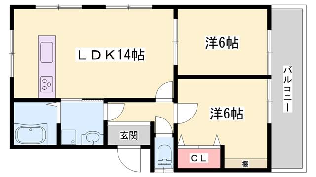 高島ハイツ(2LDK/1階)の間取り写真
