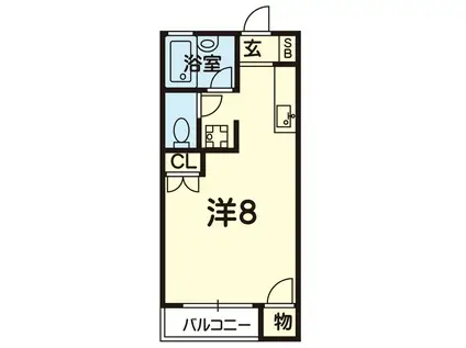 サンハイツ黒髪(ワンルーム/2階)の間取り写真