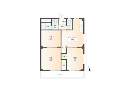 シティーパレスカキシマ(3DK/3階)の間取り写真