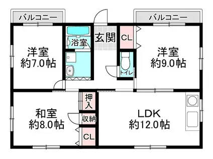 セントポーリア高柳(3LDK/3階)の間取り写真
