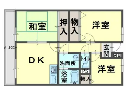 オリーブ南上町(3DK/2階)の間取り写真