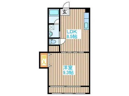 ひまわりビル(1LDK/2階)の間取り写真