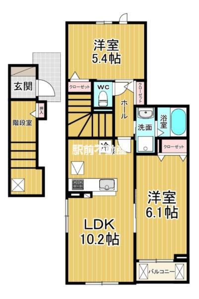 ケイモデルノ ルート 210(2LDK/2階)の間取り写真