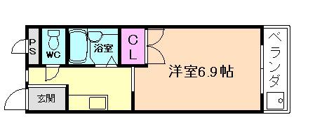 サンライズ箕面(1K/2階)の間取り写真