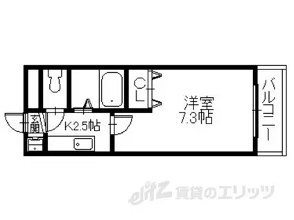 コスミック(1K/3階)の間取り写真