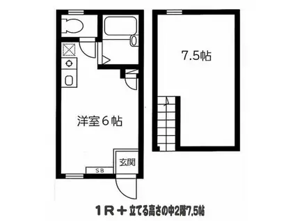 ミヨシハイツ(ワンルーム/2階)の間取り写真