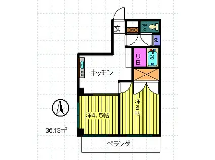 YSダイヤモンドダストII(2DK/4階)の間取り写真
