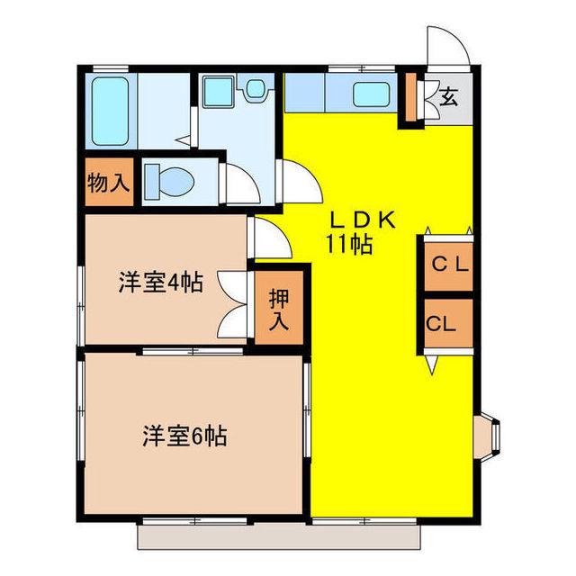 メゾンヤマダ(2LDK/1階)の間取り写真