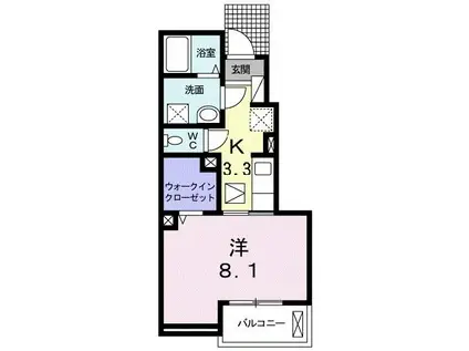 ドゥース レシ B(1K/1階)の間取り写真