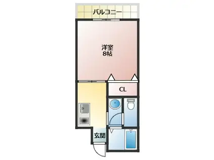 ヴァンドーム羽曳野(1K/2階)の間取り写真