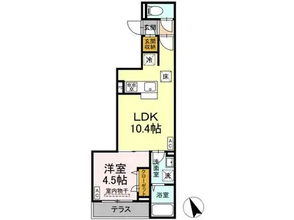 セレスティア皿沼(1LDK/1階)の間取り写真