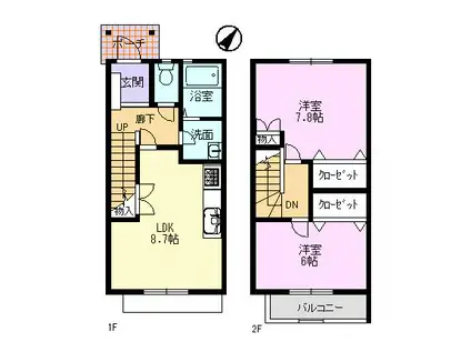 コスモ21 A棟(2LDK/1階)の間取り写真