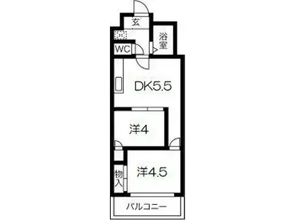 グランドシャトー板宿II(2DK/2階)の間取り写真