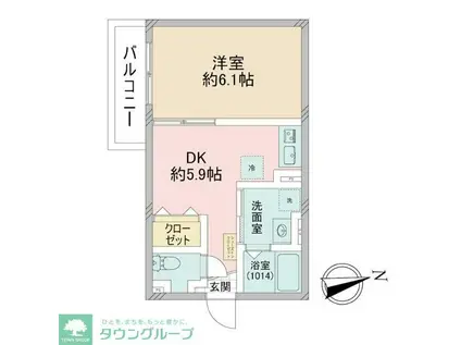 クロレ南流山VI(1DK/3階)の間取り写真