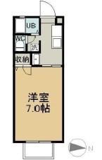 エスポワール千草B(1K/2階)の間取り写真