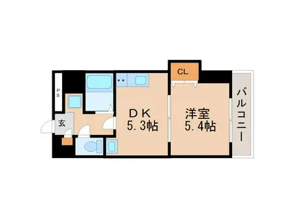 GLANZ HAUS 野洲(1DK/3階)の間取り写真