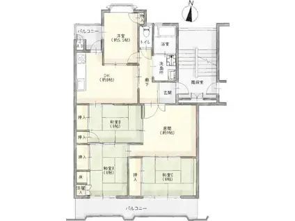 大森台1号棟(4LDK/5階)の間取り写真