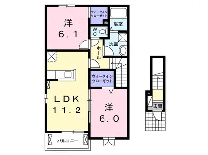 リバーサイド七里I(2LDK/2階)の間取り写真