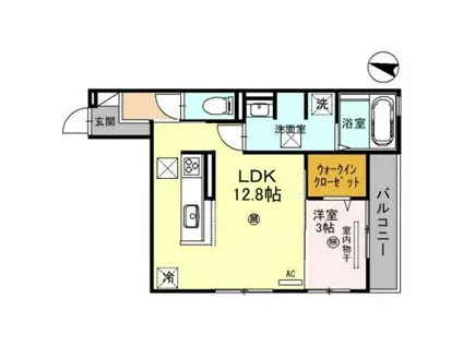 アルビネス田中町(1LDK/2階)の間取り写真