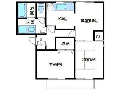 フレマリール塩澤(3K/1階)の間取り写真