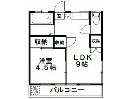 第二春日ハイム(1LDK/2階)の間取り写真