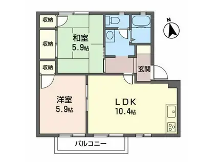 ツインドリームハイツAB(2LDK/2階)の間取り写真