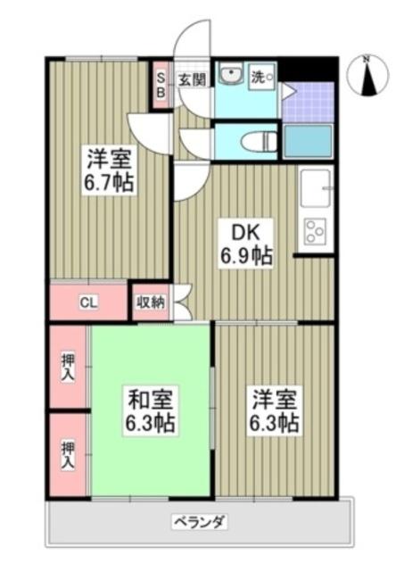 エンブレム(3DK/2階)の間取り写真