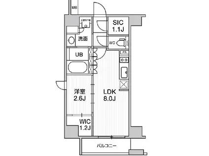 シーズンフラッツ新高円寺(1LDK/2階)の間取り写真