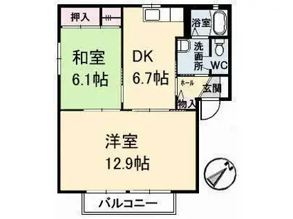 フォーレスODA A棟(2DK/2階)の間取り写真