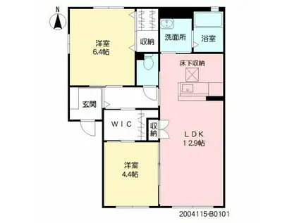 シャーメゾン頓野 B棟(2LDK/1階)の間取り写真