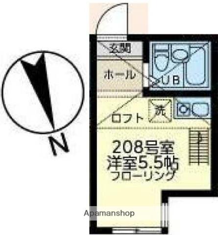 ユナイト南太田ジヴェルニー(ワンルーム/2階)の間取り写真
