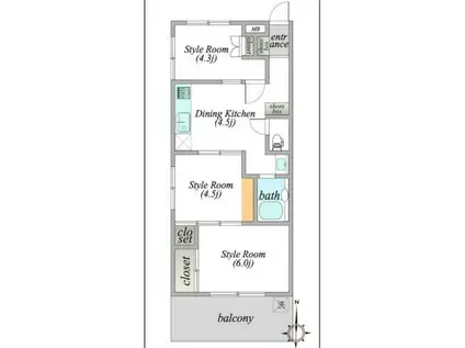 南浦和コーポビアネーズ(3DK/1階)の間取り写真