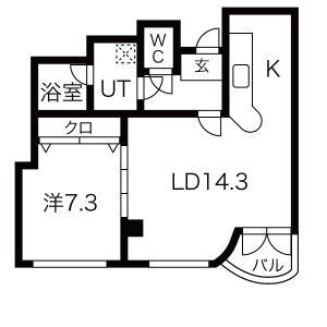 ニュークレス(1LDK/2階)の間取り写真