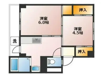 リーガルハウス小野(2K/5階)の間取り写真