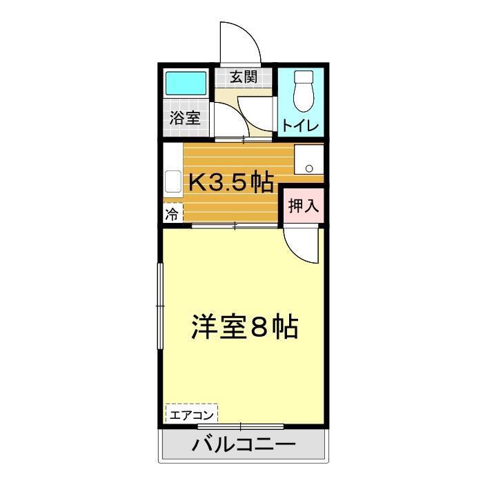 ウェルス稗田A(1K/2階)の間取り写真