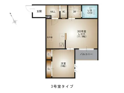REGALESTーF 東観音(1LDK/3階)の間取り写真