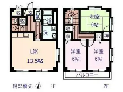 サンローズ坂田(3LDK/1階)の間取り写真