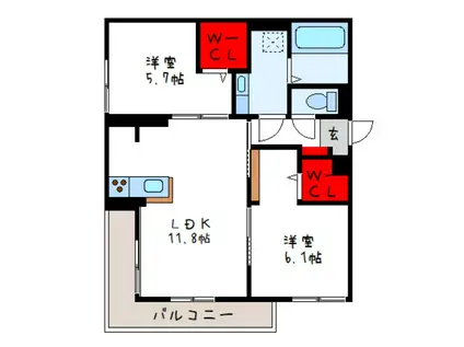 FAMILLE 八尾東(2LDK/3階)の間取り写真