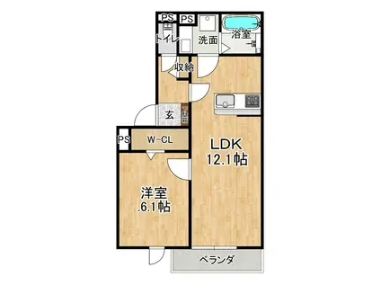 YKメゾン舞子台(1LDK/2階)の間取り写真