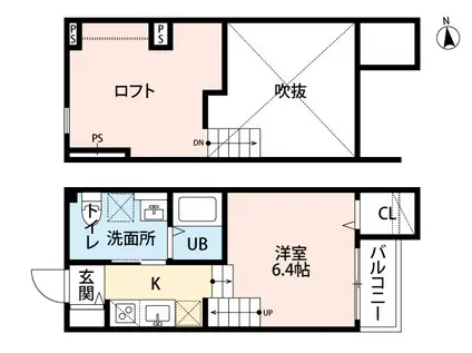 DOLCEVITA竹下 ドルチェヴィータ(1K/2階)の間取り写真