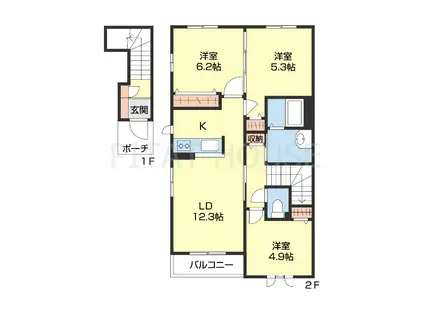 シャーメゾンオーキッド(3LDK/2階)の間取り写真