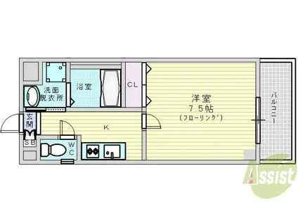 ロイヤルクイーンズパーク吹田片山町(1K/8階)の間取り写真